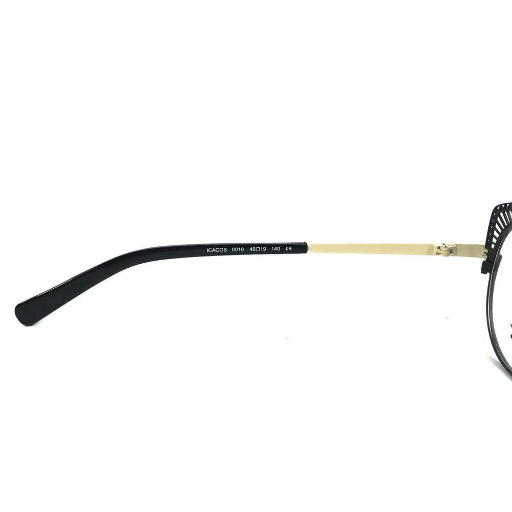 BOZ Eyeglasses Frames ICACOS 0010 Shiny Black Satin Ivory Cat Eye 48-19-140
